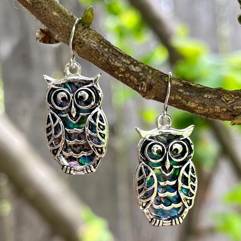 Silver Owl Earrings - Picture 4 of 5